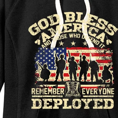 RED Friday God Bless America Remember Everyone Deployed Women's Fleece Hoodie