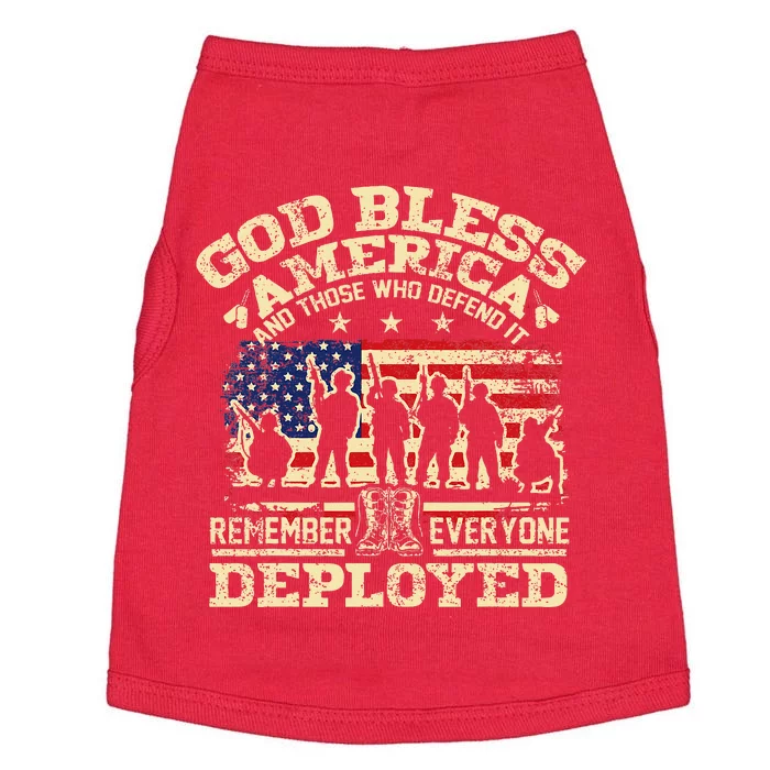 RED Friday God Bless America Remember Everyone Deployed Doggie Tank