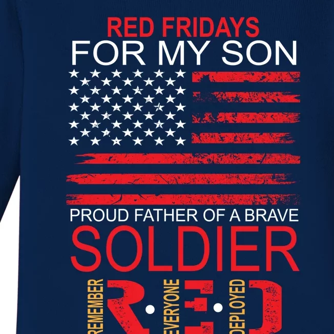 Red Friday Gift Proud Father Of Military Soldier Son Gift Baby Long Sleeve Bodysuit