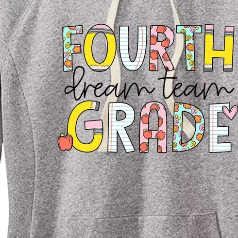 Retro Fourth Grade Dream Team Groovy Teacher Back To School Women's Fleece Hoodie