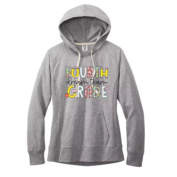 Retro Fourth Grade Dream Team Groovy Teacher Back To School Women's Fleece Hoodie