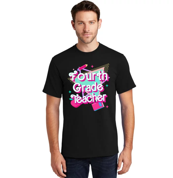 Retro Fourth Grade Teacher Student Back To School Pink 90s Tall T-Shirt