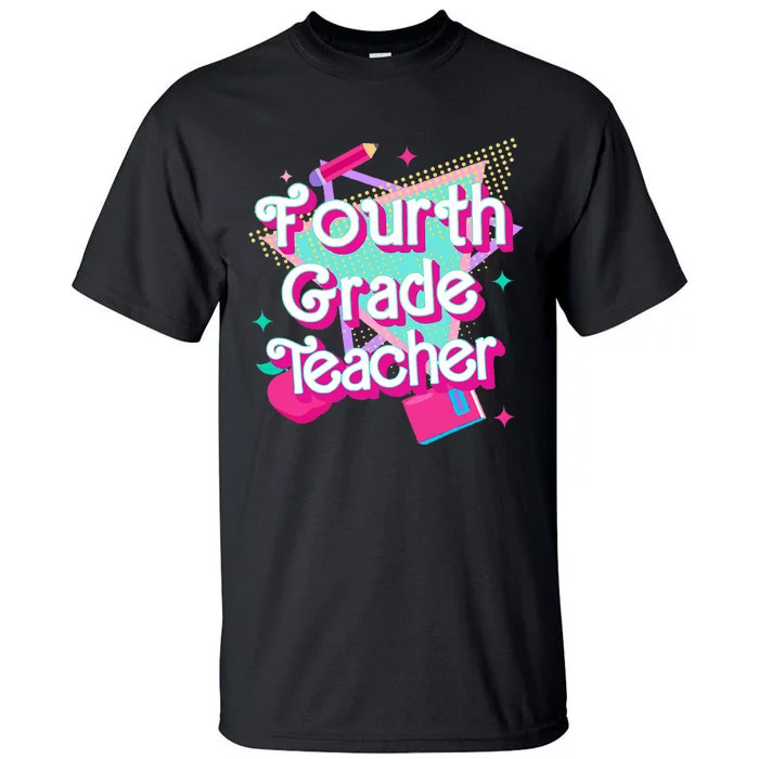 Retro Fourth Grade Teacher Student Back To School Pink 90s Tall T-Shirt