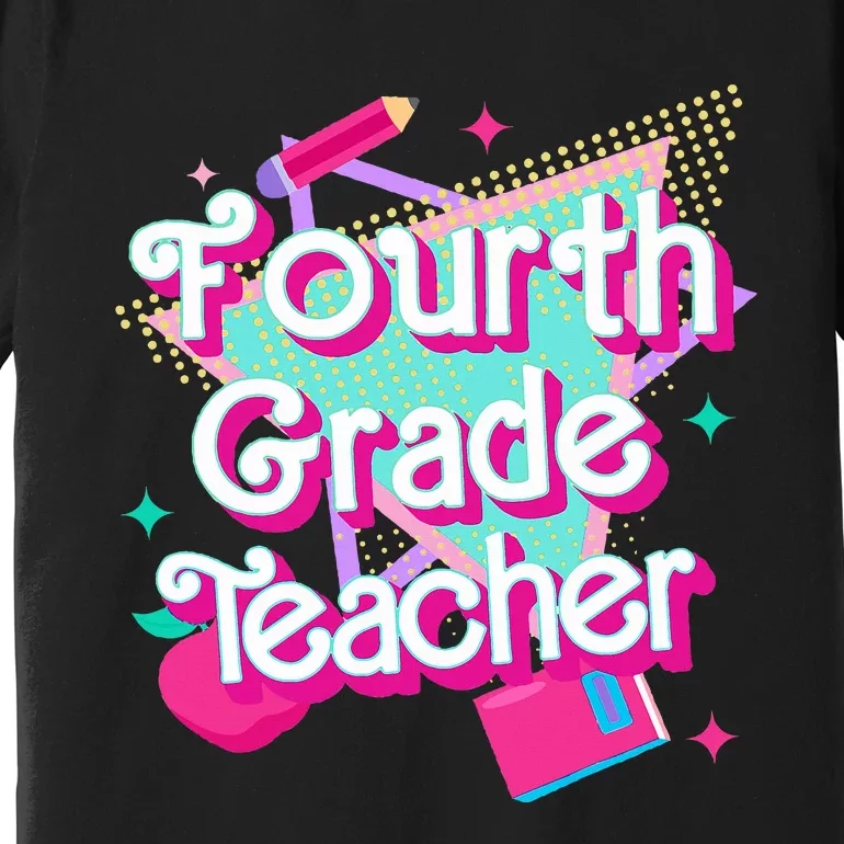 Retro Fourth Grade Teacher Student Back To School Pink 90s Premium T-Shirt