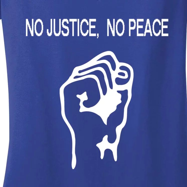 Raised Fist Gift Stop Police Brutality Gift No Justice No Peace Gift Women's V-Neck T-Shirt