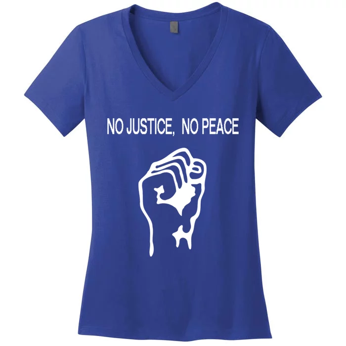 Raised Fist Gift Stop Police Brutality Gift No Justice No Peace Gift Women's V-Neck T-Shirt