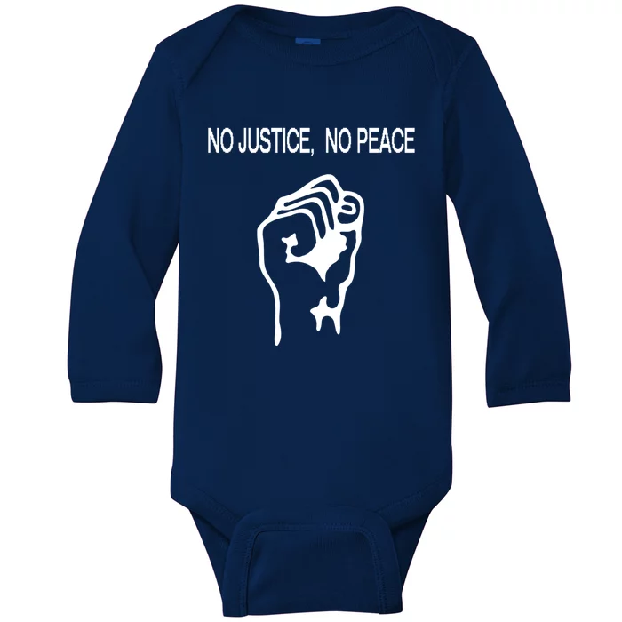 Raised Fist Gift Stop Police Brutality Gift No Justice No Peace Gift Baby Long Sleeve Bodysuit