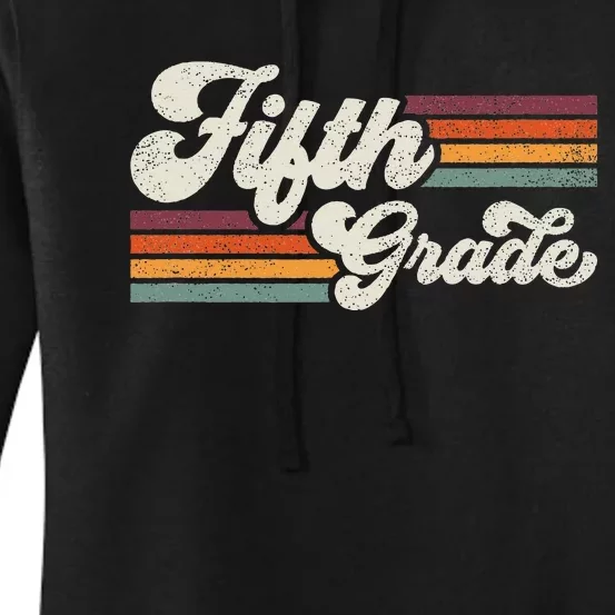 Retro Fifth Grade Teacher Back To School Women's Pullover Hoodie