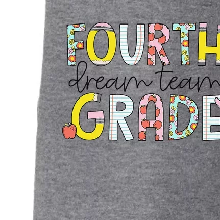 Retro Fourth Grade Dream Team Groovy Teacher Back To School Doggie 3-End Fleece Hoodie