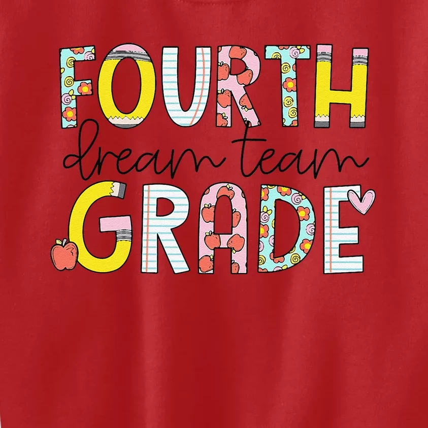 Retro Fourth Grade Dream Team Groovy Teacher Back To School Kids Sweatshirt