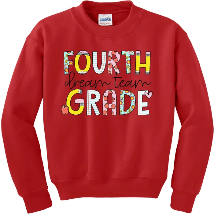 Retro Fourth Grade Dream Team Groovy Teacher Back To School Kids Sweatshirt