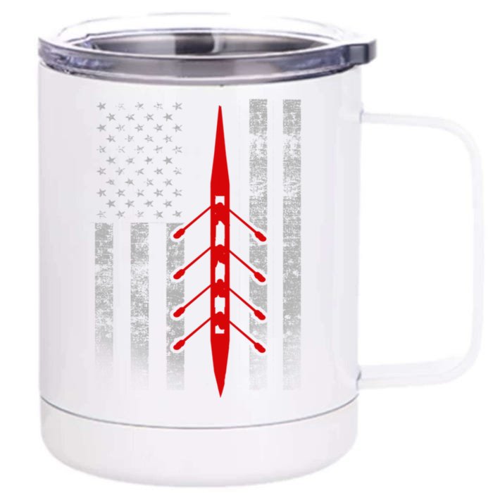 Rowing Flag Gift Rowing Boat Flag Hooded Gift Front & Back 12oz Stainless Steel Tumbler Cup