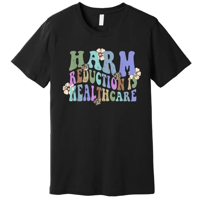 Retro Flower Harm Reduction Healthcare Overdose Awareness Premium T-Shirt