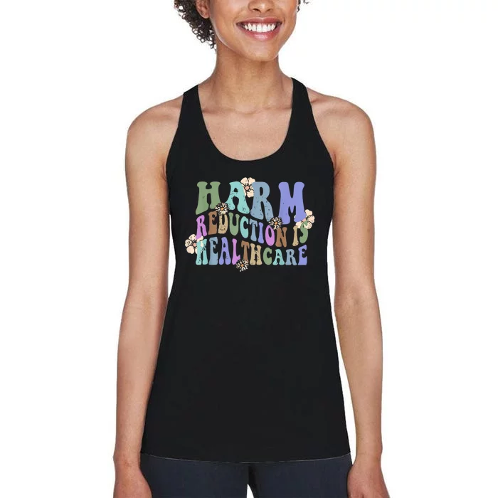 Retro Flower Harm Reduction Healthcare Overdose Awareness Women's Racerback Tank