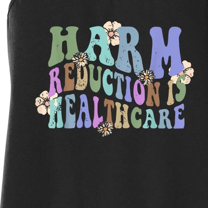 Retro Flower Harm Reduction Healthcare Overdose Awareness Women's Racerback Tank