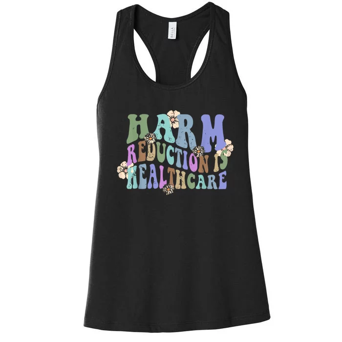 Retro Flower Harm Reduction Healthcare Overdose Awareness Women's Racerback Tank