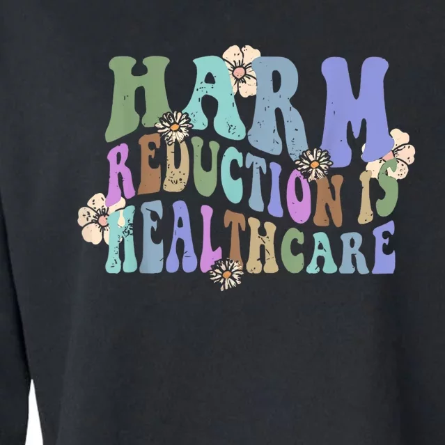 Retro Flower Harm Reduction Healthcare Overdose Awareness Cropped Pullover Crew