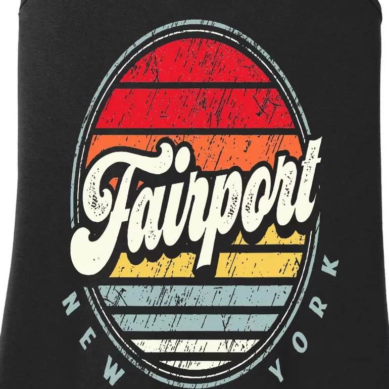 Retro Fairport Home State Cool 70s Style Sunset Ladies Essential Tank