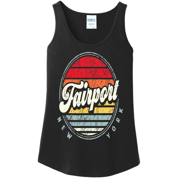 Retro Fairport Home State Cool 70s Style Sunset Ladies Essential Tank