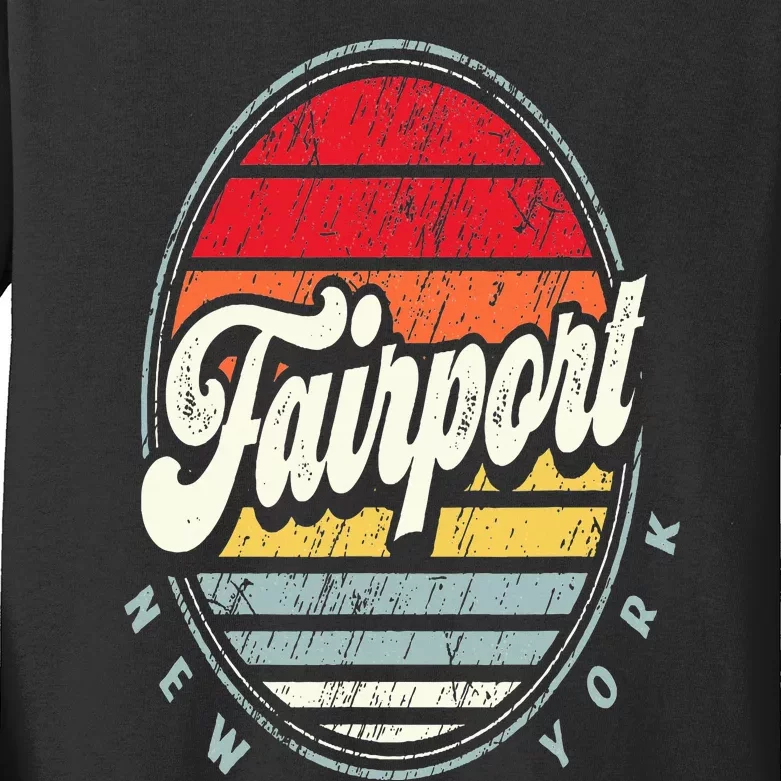 Retro Fairport Home State Cool 70s Style Sunset Kids Long Sleeve Shirt