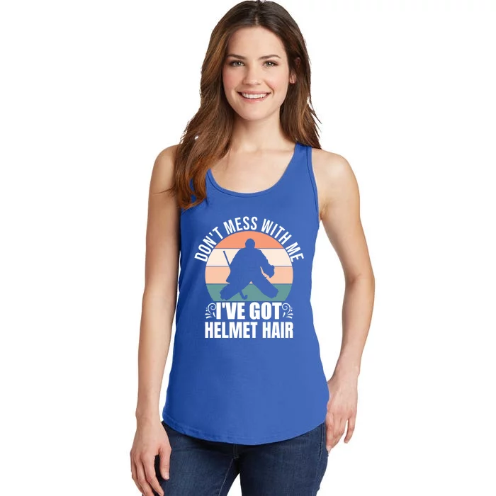 Retro Field Hockey Goalie Gift Goal Keeper Helmet Quote Gift Ladies Essential Tank