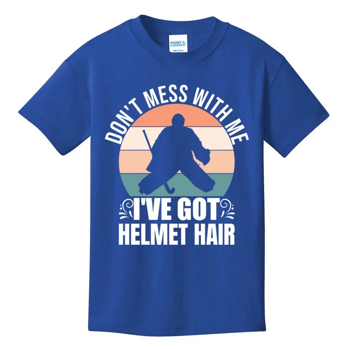 Retro Field Hockey Goalie Gift Goal Keeper Helmet Quote Gift Kids T-Shirt