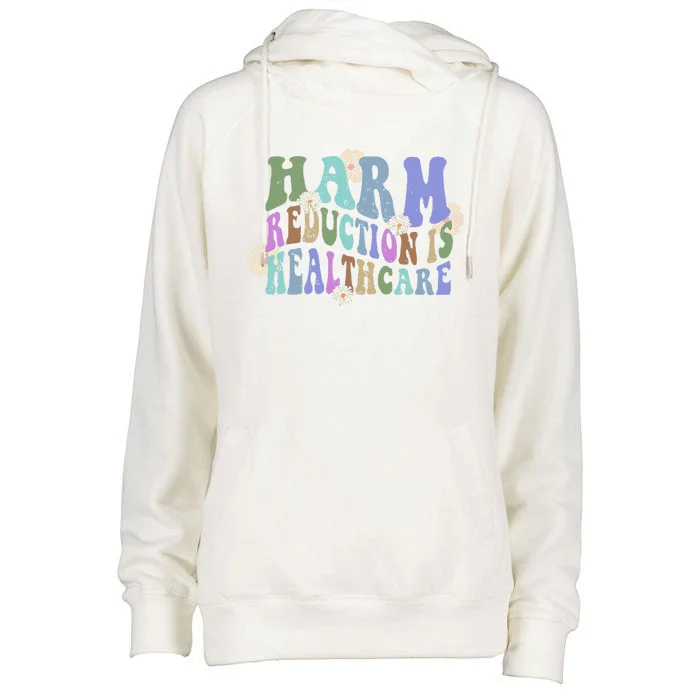 Retro Flower Harm Reduction Healthcare Overdose Awareness Womens Funnel Neck Pullover Hood