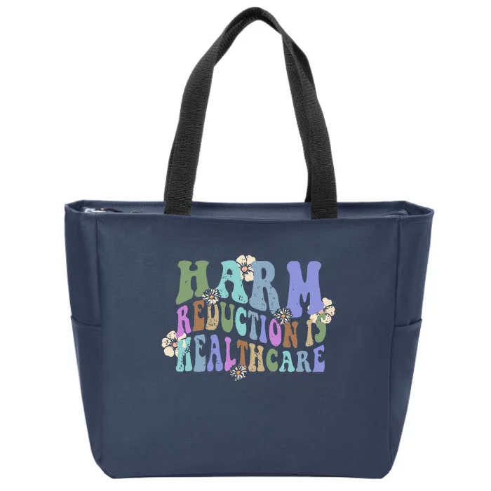 Retro Flower Harm Reduction Healthcare Overdose Awareness Zip Tote Bag