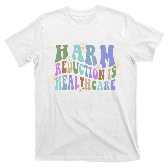 Retro Flower Harm Reduction Healthcare Overdose Awareness T-Shirt