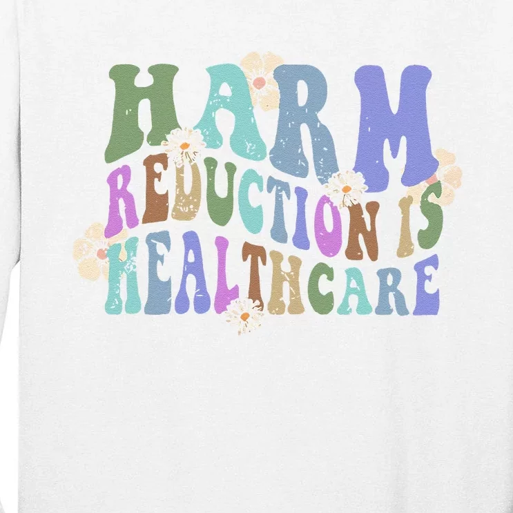 Retro Flower Harm Reduction Healthcare Overdose Awareness Tall Long Sleeve T-Shirt