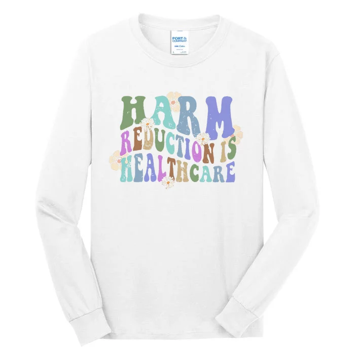 Retro Flower Harm Reduction Healthcare Overdose Awareness Tall Long Sleeve T-Shirt