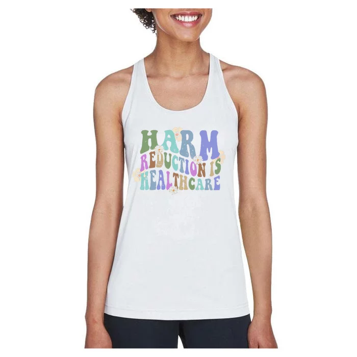 Retro Flower Harm Reduction Healthcare Overdose Awareness Women's Racerback Tank