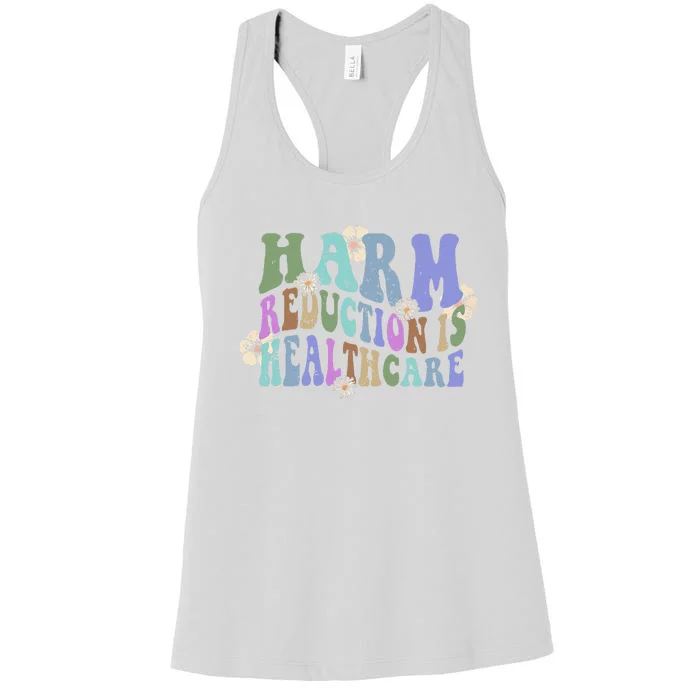 Retro Flower Harm Reduction Healthcare Overdose Awareness Women's Racerback Tank