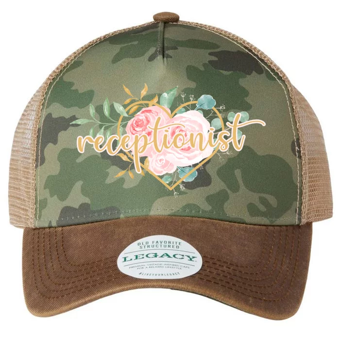 Receptionist Floral Heart Pink Watercolor Roses Mothers Day Gift Legacy Tie Dye Trucker Hat