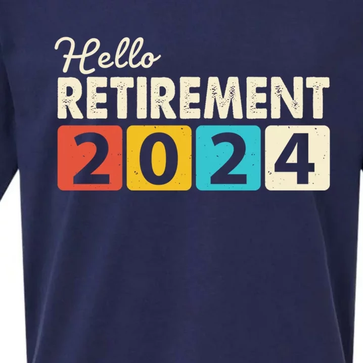 Retro Funny Hello Retiret 2024 Gift Sueded Cloud Jersey T-Shirt