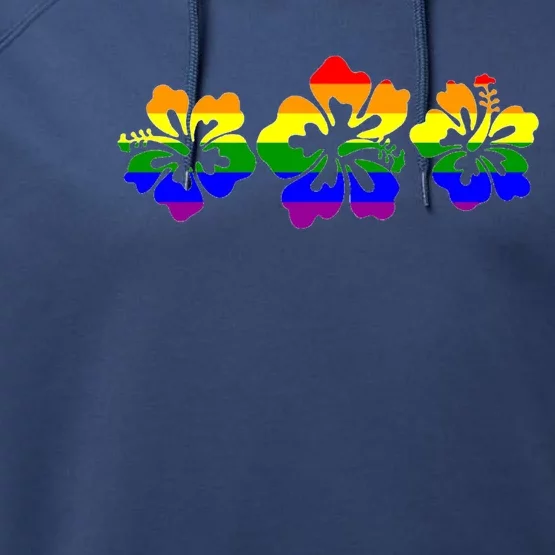 Rainbow Flag Hibiscus Flowers Hawaiian Lgbt Great Gift Performance Fleece Hoodie