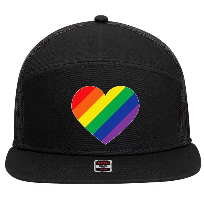 Rainbow Flag Heart 7 Panel Mesh Trucker Snapback Hat