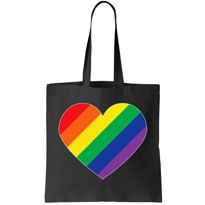 Rainbow Flag Heart Tote Bag