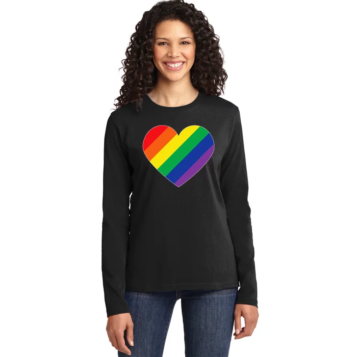 Rainbow Flag Heart Ladies Long Sleeve Shirt