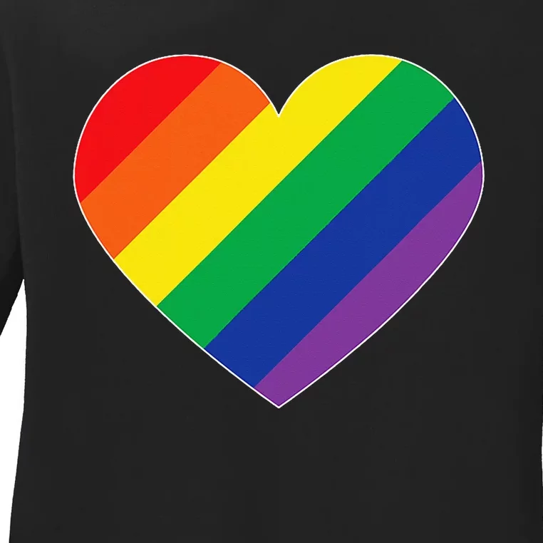 Rainbow Flag Heart Ladies Long Sleeve Shirt