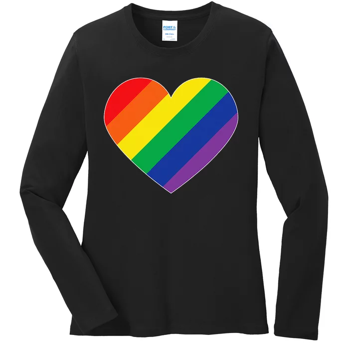 Rainbow Flag Heart Ladies Long Sleeve Shirt