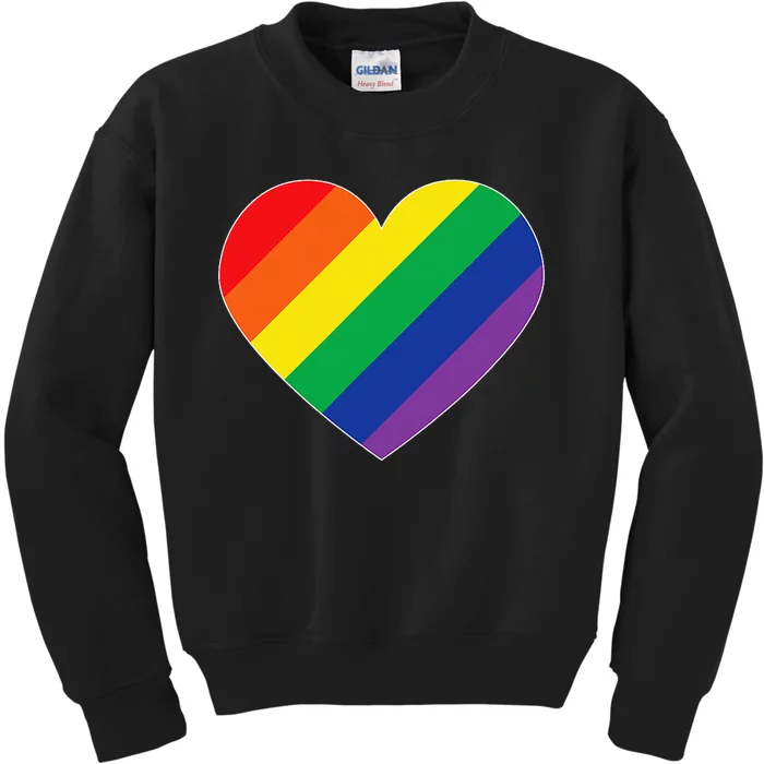 Rainbow Flag Heart Kids Sweatshirt