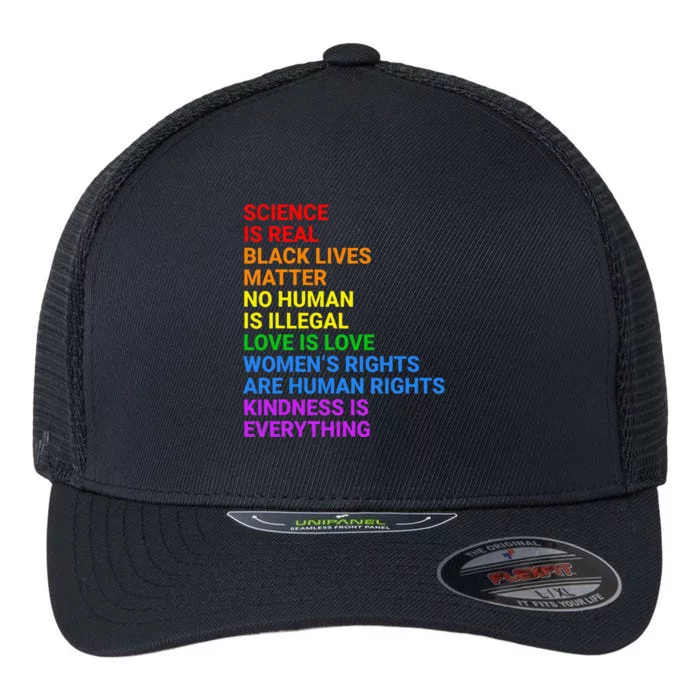 Rainbow Flag Human Rights & Gay Rights LGBTQ+ Pride Flexfit Unipanel Trucker Cap