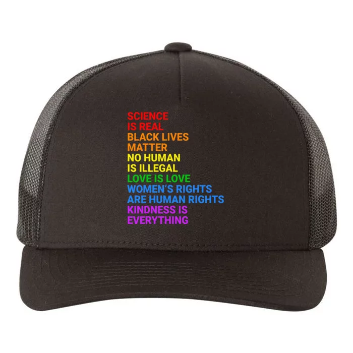 Rainbow Flag Human Rights & Gay Rights LGBTQ+ Pride Yupoong Adult 5-Panel Trucker Hat