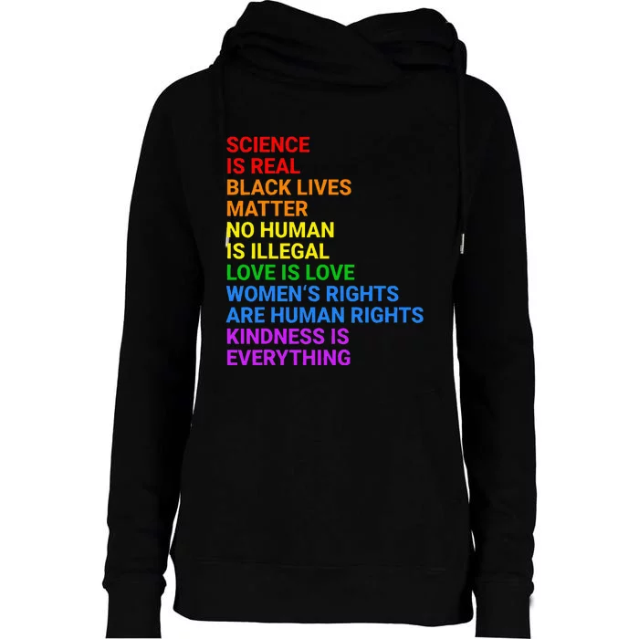 Rainbow Flag Human Rights & Gay Rights LGBTQ+ Pride Womens Funnel Neck Pullover Hood