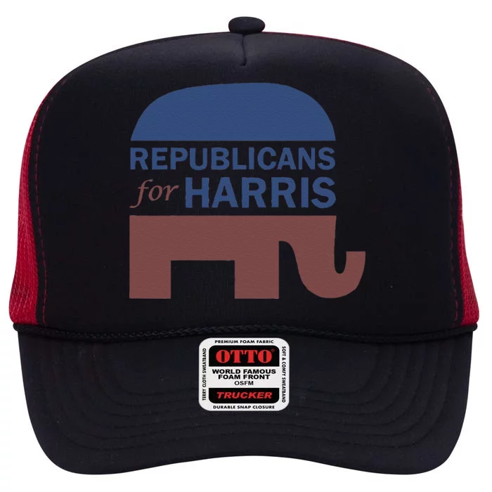 Republican For Harris Walz President Campaign Funding 2024 High Crown Mesh Trucker Hat