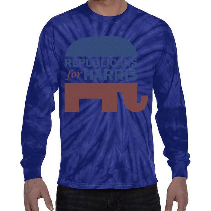 Republican For Harris Walz President Campaign Funding 2024 Tie-Dye Long Sleeve Shirt