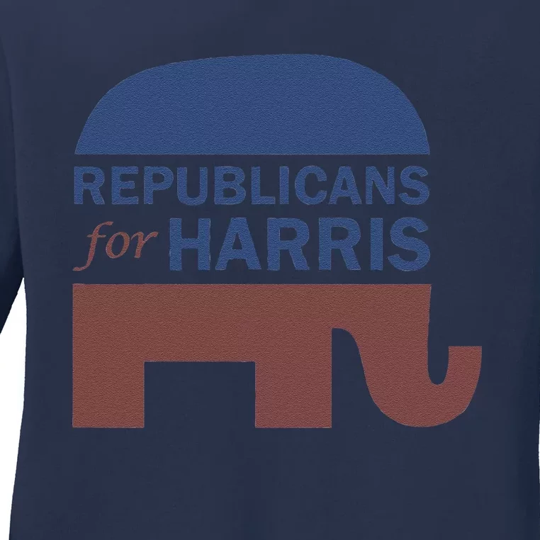 Republican For Harris Walz President Campaign Funding 2024 Ladies Long Sleeve Shirt