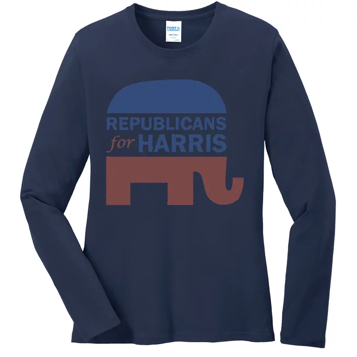 Republican For Harris Walz President Campaign Funding 2024 Ladies Long Sleeve Shirt