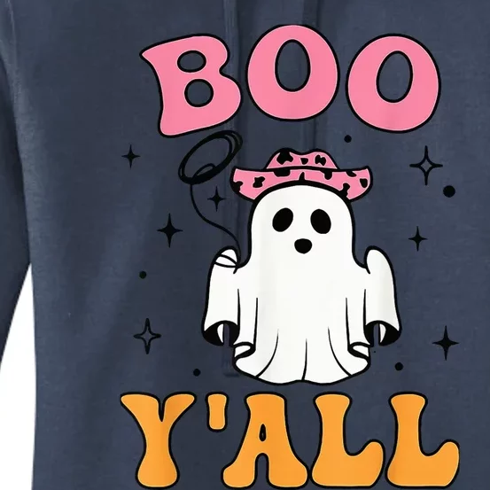 Retro Funny Halloween Ghost Boo Y'all Cute Spooky Season Women's Pullover Hoodie